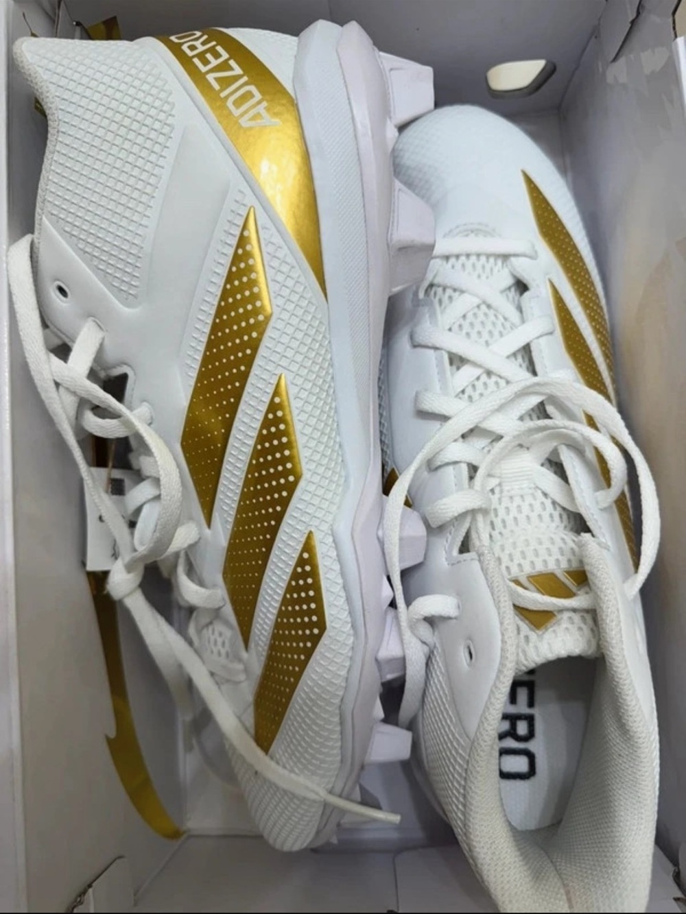 Adidas Men’s White & Gold Football Cleats 10.5